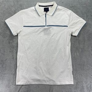 Marc Asher New York Polo Shirt Mens Medium White Logo Cotton Quarter Zip Golf